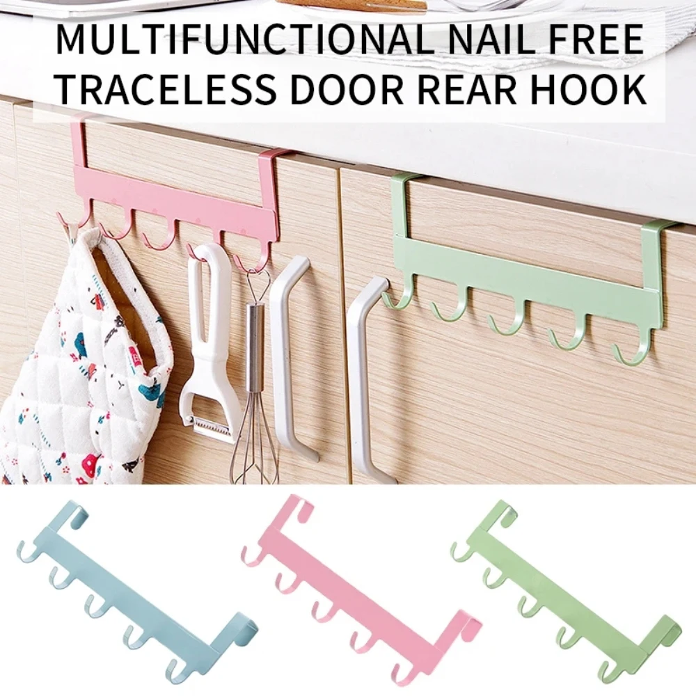 

Door Hooks Hook Over The Door 5 Hooks Home Bathroom Organizer Rack Clothes Coat Hat Towel Hanger New Bathroom Kitchen Accessorie