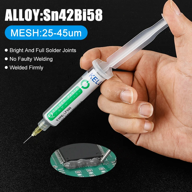 SMD 무연 중간 고온 주사기 솔더 페이스트, LED BGA Sn42bi58, 전화 수리 용접 주석 납땜 페이스트, 138 ℃