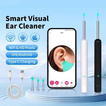 Smart Visual Ear Cleaner with Camera – 1296P Ear Wax Removal Tool, USB-C Charging, WIFI Connection, 6 LED Lights, Earpick 1