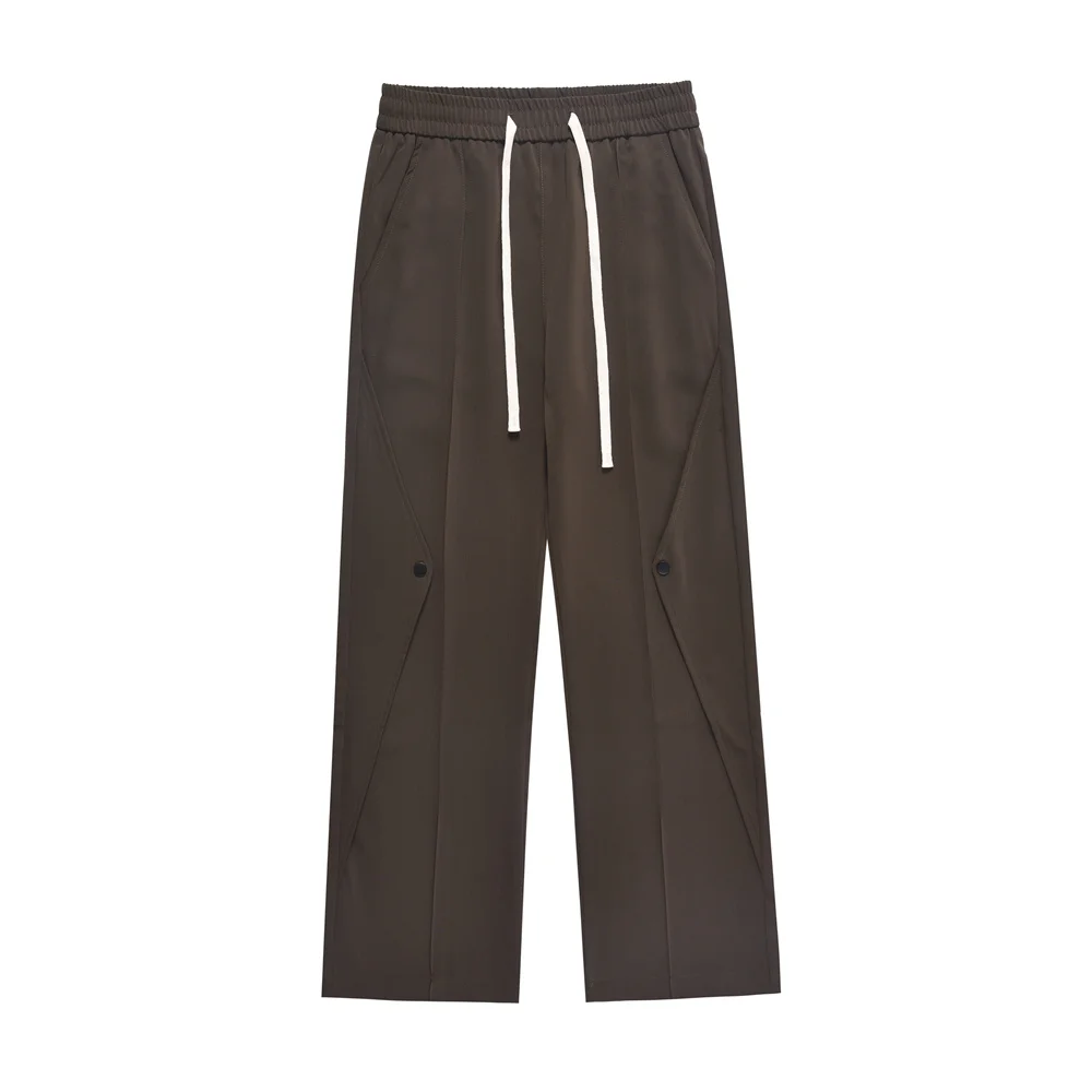 

Summer Casual Patchwork Trousers Mens Simple Elastic Waist Loose Straight-leg Pants Men Tailored Pants