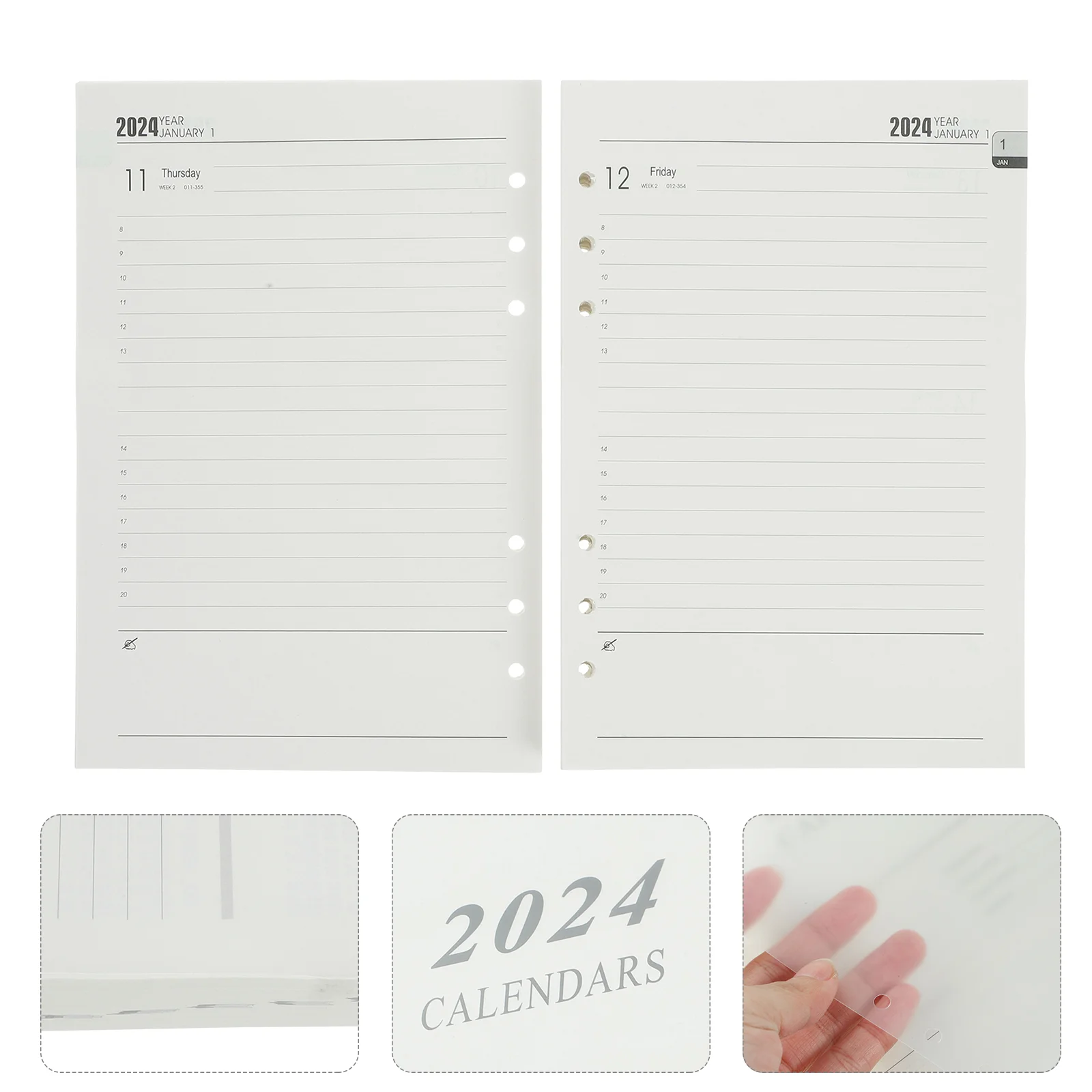 2024 English Agenda Book inside Page A5 Notebook Planner Office Accessory Decor Writing Loose-leaf Daily Binder