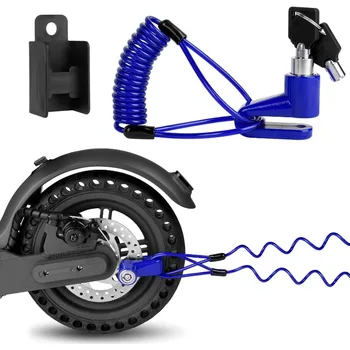 Blocco Freno a Disco per Scooter con Cavo di Ricordo a Spirale, Blocco di Sicurezza Antifurto per Scooter Elettrico, con Staffa di Montaggio