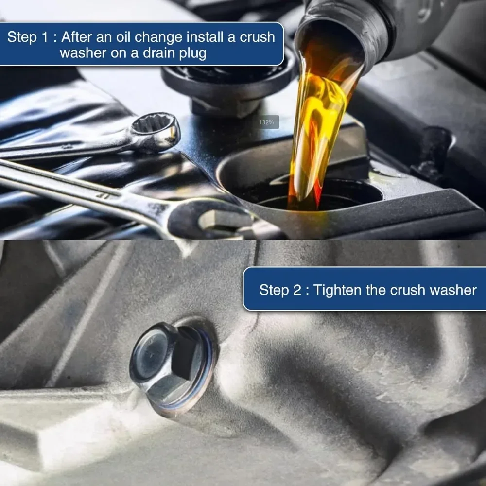 Oil Drain Plug Gasket Oil Drain Plug Seal Washer Sealing Washers Engine Gasket Set Aluminum Oil Drain Plug Gaskets 90430-12031 for Toyota Lexus Oil Pan Bolt Washer Automotive Engine Sealing Replacement Parts