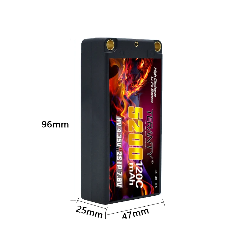 Original TERANTY 2S 7.6V 5200mAh 120C/240C Lipo Battery 1/10 Drift Racing Bigfoot Off road Hard Shell Lithium Battery HV