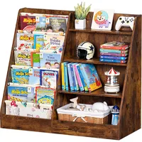 Kids Bookshelf and Storage Organizer,Sling Children Bookcase,Baby Toddler Wooden Book Shelf,Display Cabinet for Playroom,Bedroom 1