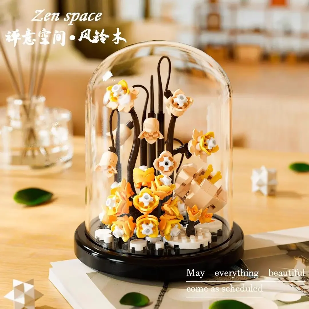 Flower Micro Building Blocks Lily Rose Tulips Bouquet Immortal Daisy Sunflower Mini Brick Figure Toy For Home Decor With Display - 26 - View #7