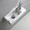 Rectangle Ceramic Wall Hung Basin Sink Small Bathroom Vitreous China with High Gloss Finish Contemporary Design Single Tap Hole 4