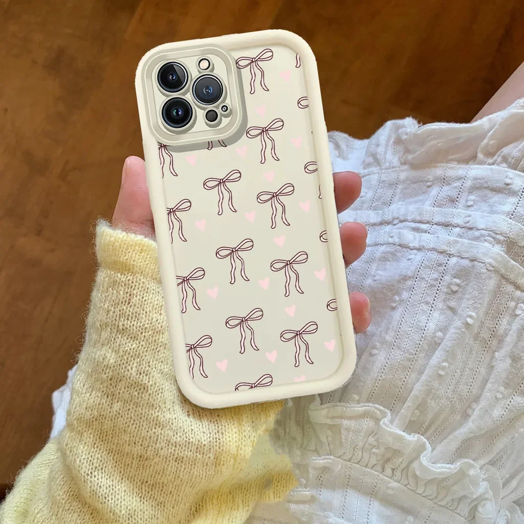 Charming Pink Heart Bow Silicone Phone Case Cover - Cute & Stylish Protection