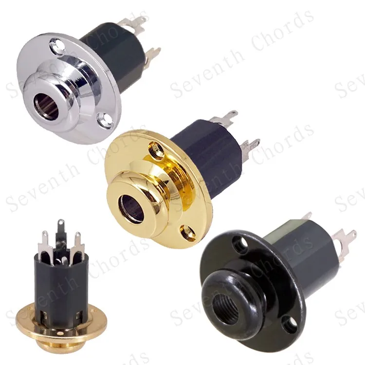 

2 Pcs 1/4" 6.35MM Barss Jack Plate Bass Acoustic Guitar Equalizer EQ Preamp Strap Lock Pin Jack End Pin output Input Socket