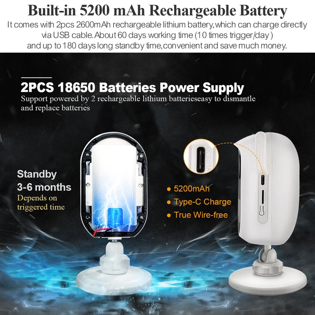 Techage – caméra de surveillance solaire IP WIFI HD 4MP, dispositif de sécurité sans fil, avec batterie Rechargeable, Audio bidirectionnel, détection de mouvement PIR – Image 3