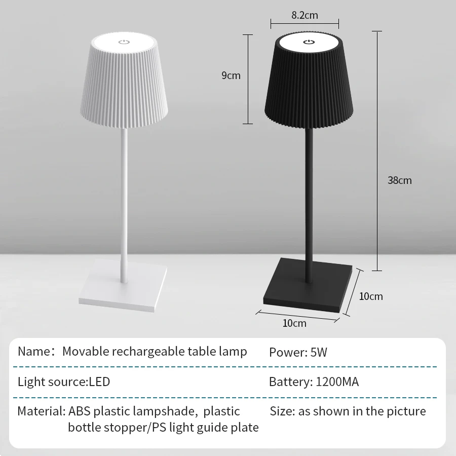 이동식 LED 테이블 램프, USB 충전식 책상 조명, 터치 침대 옆 야간 조명, 조도 조절, 침실, 공부, 사무실, 바, 카페용