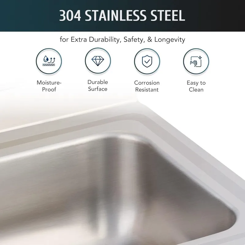 Commercial Stainless  Faucet, Wall Mount Kitchen Sink for Restaurant Bar RV Bathroom Laundry Room (17 x 15 Inches) 4