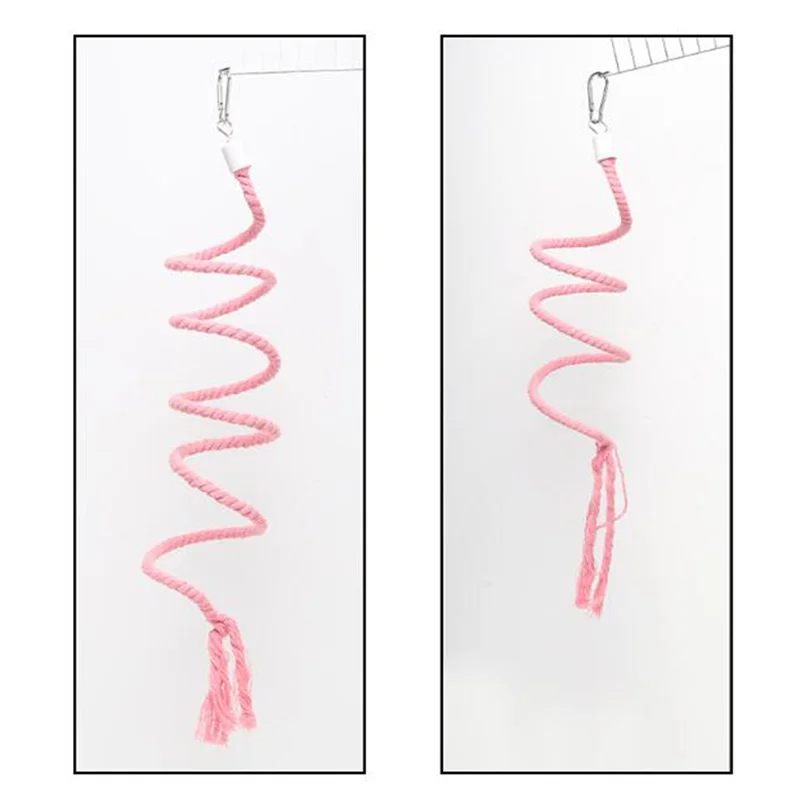 1PC Bird Toy Spiral Cotton Rope Chewing Bar Parrot Swing Climbing Standing with Bell for Parrots parrot toy,bird toy,bird swing toy,small pet ladder toy