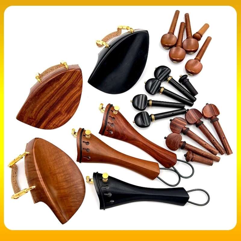 

1 set 4/4 violin ebony/rosewood/jujube wood accessories parts fittings,Tailpiece+Tuning pegs+Endpins+Chin rest/Chin Holder