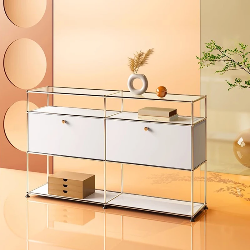 Luxury Modern Bedside Table Drawers Metal Nordic Storage Bedside Table White Home Living Room Bedroom Furniture