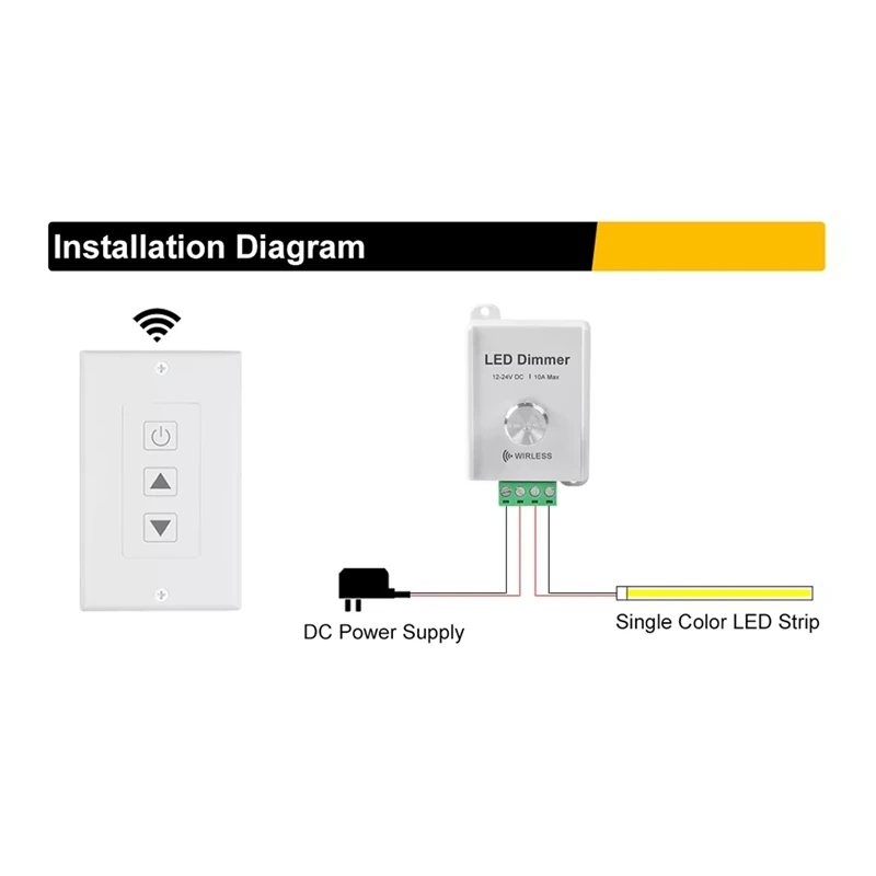 DC12V-24V 무선 LED 스트립 조광기, 터치 리모컨 포함, 단색 LED 스트립용, 10A