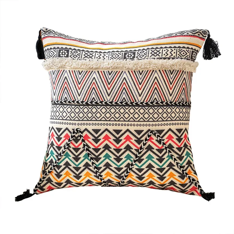 

New National Style Cotton Hemp Throw Pillow Case Embrace Pillow Case Braided Cushion Cover Livingroom Sofa Cushion Cover