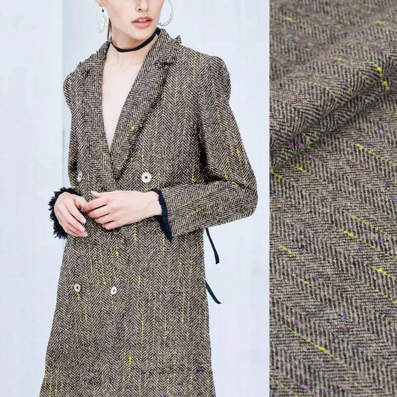 

147CM Wide 700G/M Weight Coffee Color Green Wool Fabric for Autumn Winter Jacket Overcoat Dress J130