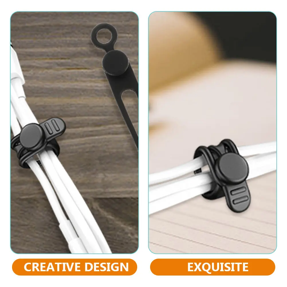 10Pcs 유연한 실리콘 케이블 타이 재사용 가능한 코드 랩 데스크탑 케이블 관리용 코드 홀더 세트 와이어 정리기 USB 데이터