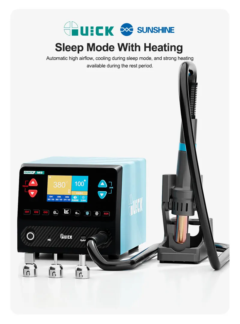 QUICK M9 지능형 디솔더링 스테이션 1300W 9채널 지능형 디솔더링 결합 수리용 지능형 Ai 음성 제어