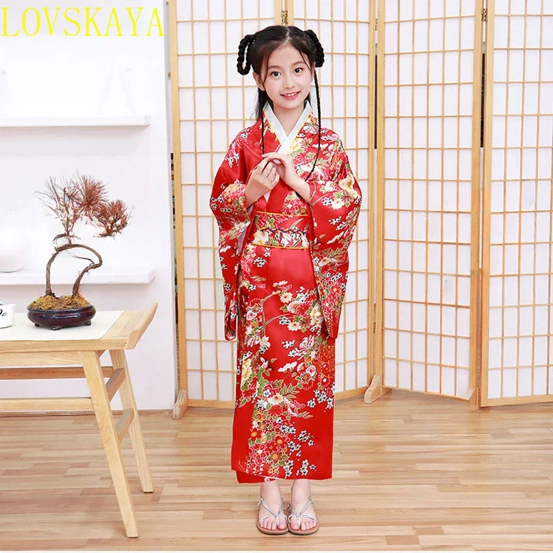 Cute Girl, Japanese Ethnic Style Kimono And Dance Dress, Retro Printed Flower Stage Show Costume