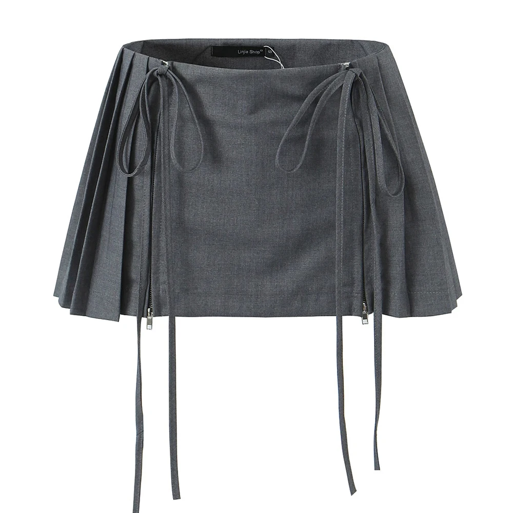 

Summer Kawaii korean skirts for women black mini skirt high waisted pleated skirt white Drawstring Mini skirts women y2k clothes