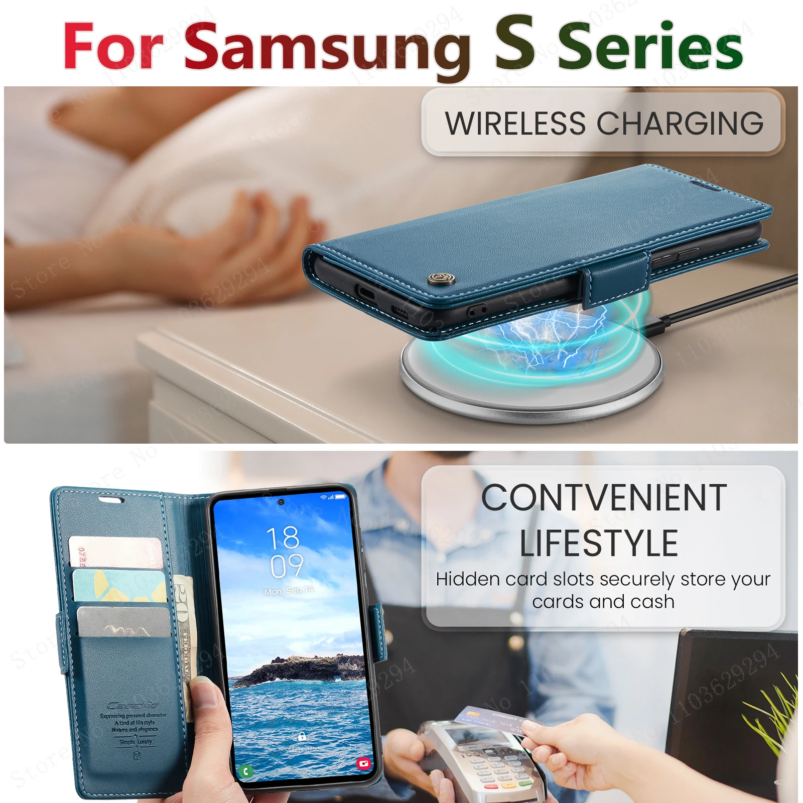Carteira de Couro de Negócios Flip Cover Case para Samsung Galaxy S24 Ultra S23 S20 S21 Note10 20 Herder Luxo - Image 4