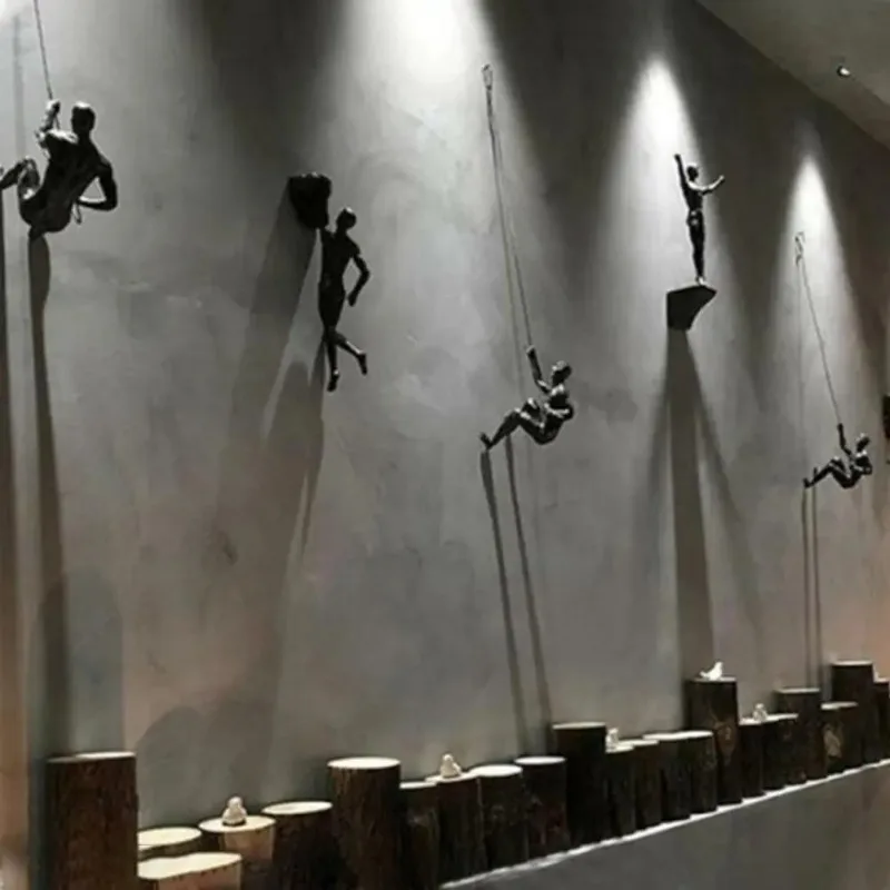 American Retro Industrial Style Living Room Bar Restaurant Decoration Rock Climbing Character Background Wall Decoration
