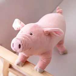 Lifelike Cartoon Pig Plush Stuffed Animal Doll - Soft and Cute Kawaii Gift - 25cm (Pink Pig)
