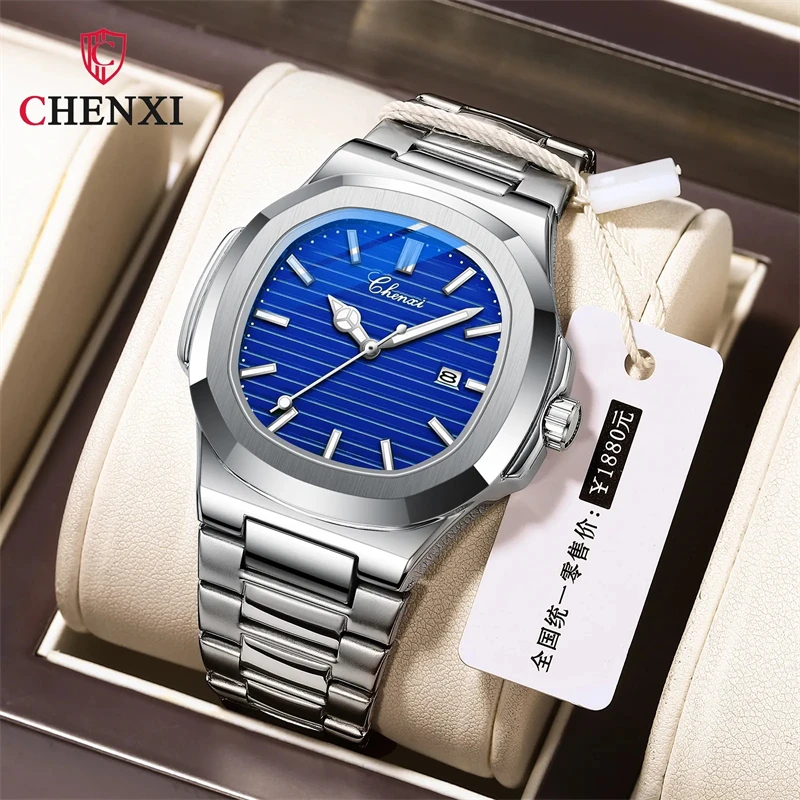 CHENXI 8222 Stainless Steel Wristwatch Case Fashion Calendar