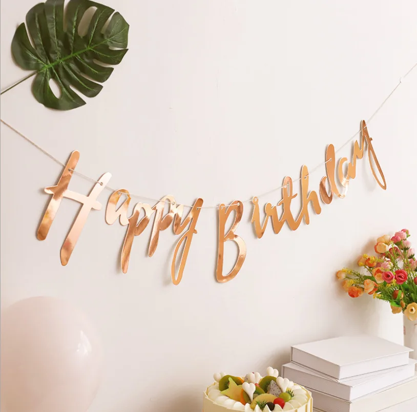 Birthday banner party decorations Gold Happy Birthday Banner Birthday Wedding Party Decoration Hanging Garland Banner Baby Shower 1st Boy Girl