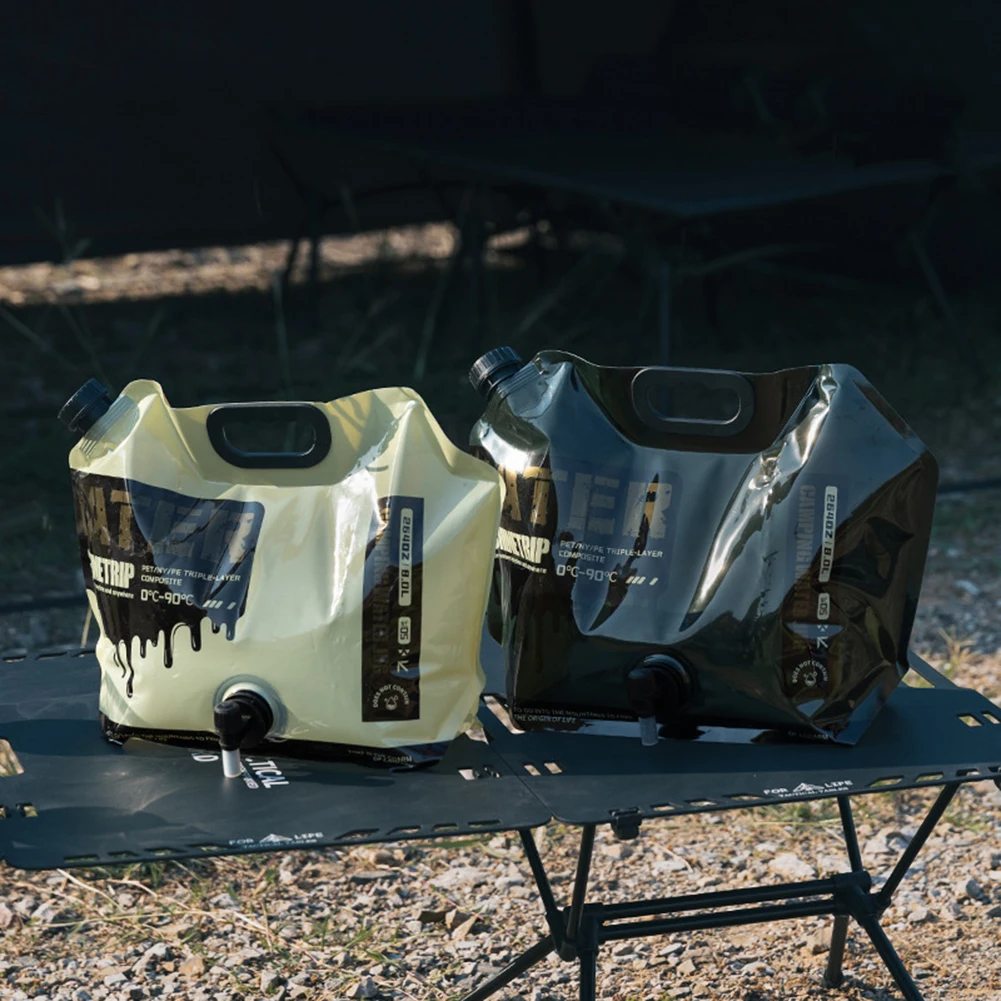 8L Camping Water Bag Multipurpose Folding Water Bucket No Leakage Collapsible Pouch with Faucet for Hiking Picnic