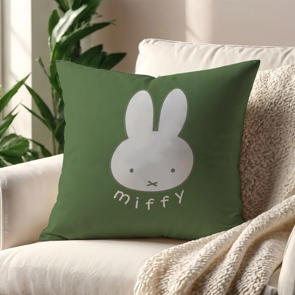 M-Miffy Kawaii 쿠션 커버 베개 인쇄용 소파 장식 홈 카룸 커피 숍 사무실 북유럽 단순성