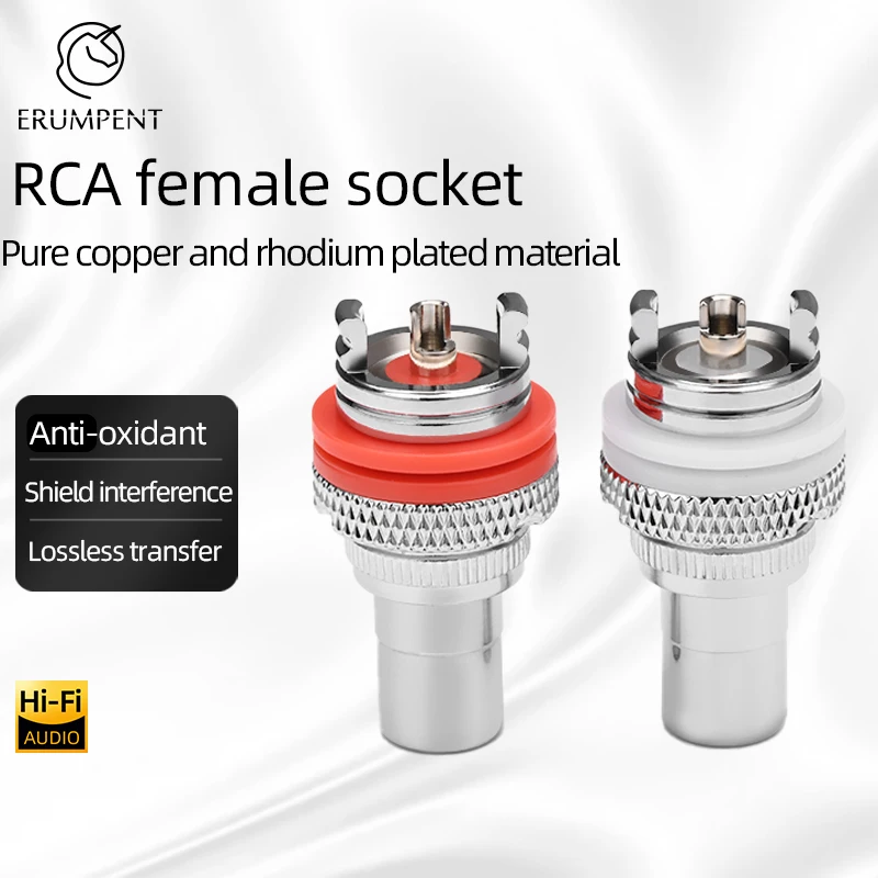 Erumpente Pcs Hifi Rca Fêmea Soquete Puro Cobre e Ródio Banhado Conector Jack Rca para Hifi Audio tv cd Amp