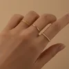 CANNER 3PCS Minimalism 925 Sterling Silver Smooth Rings For Women Ins Chain Sophisticated Rings Fine Jewelry Party Gift 3