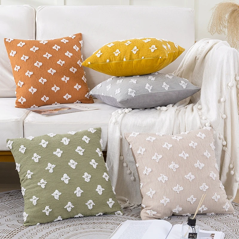 

Embroidery Cushion Cover Tufted 45x45cm Fashion Decorative Pillow Covers for Sofa Home Decor Pillowcase Livingroom Bedroom Decor