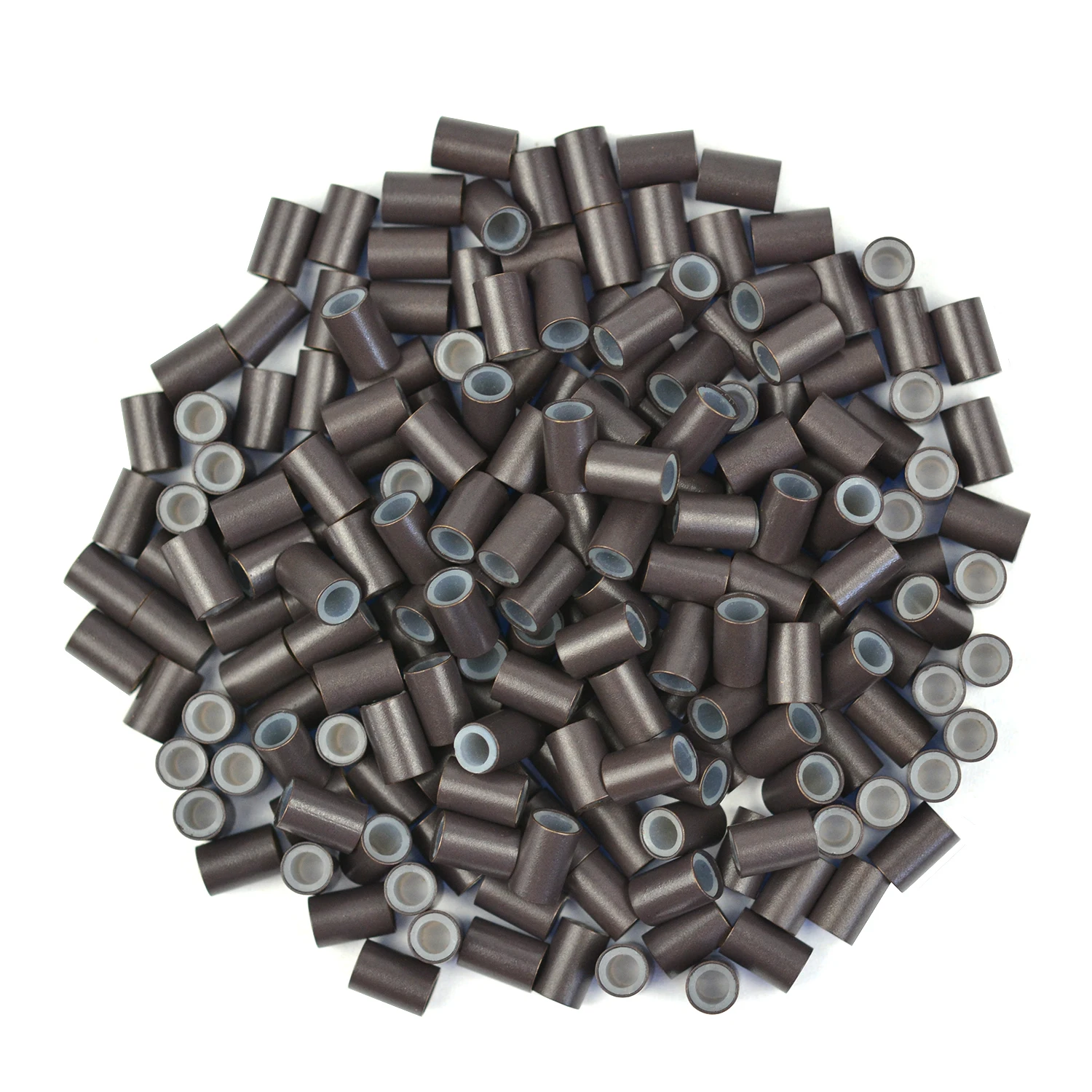 헤어링크 1000개의 머리 연장용 마이크로 링 비즈 링크(4.0x2.7x2.7mm), 포함된 나사, 7가지 색상 선택 가능 10 실리콘 안감 마이크로 링 링크, 헤어 익스텐션용 구리 비즈, 4.0*2.8*6.0mm, 500 개