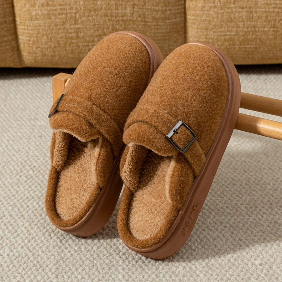 Women Fashion Slippers Winter Indoor Warmth Soft Thick Sole Breathable Exquisite Bedroom Outdoor Anti Slip Couple Home Shoes 1