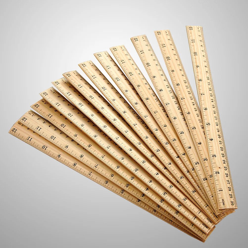

30pcs Wooden Ruler School Rulers Office Ruler Measuring Ruler Wood Clothing Measuring Ruler Drafting Rulers School Supplies 30cm