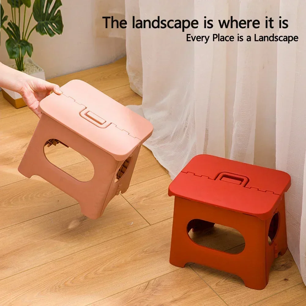 Description Picture 4 of item2024 Plastic Step Stool Portable Folding Chair Small Bench Stool