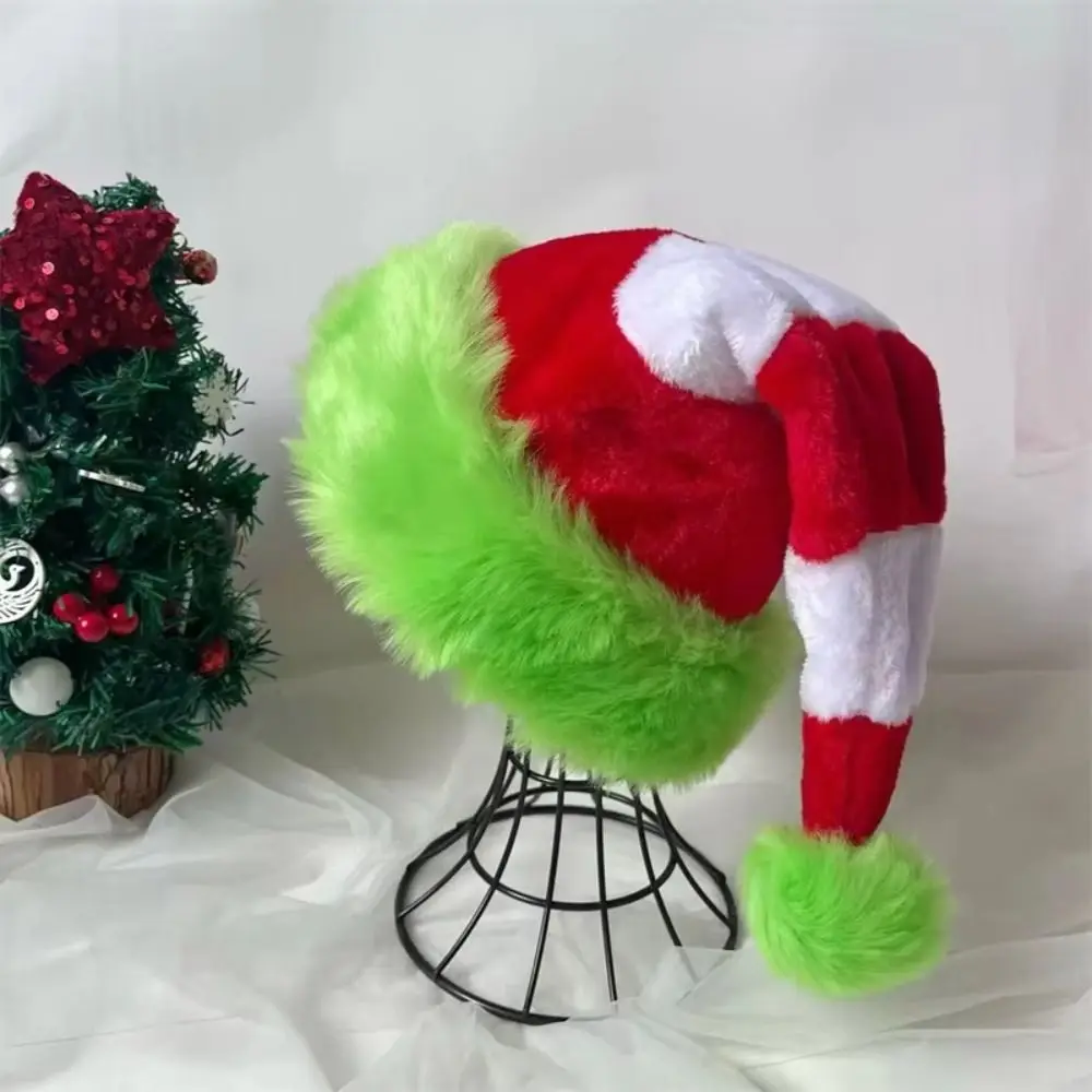 Green Edged Christmas Hat Splicing Red White Santa Caps 31x47cm Holiday Celebration New Year Festive Hat Party Supplies