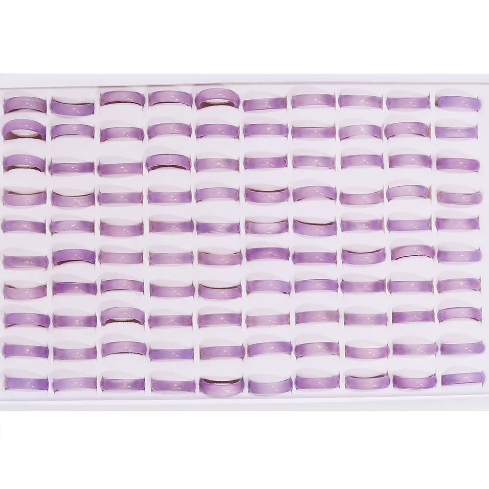 Großhandel Bulk Lots Damen 50 Stück Smoothy Sechs Farben Stein Fingerringe Band Paar Hochzeit Verlobung Herrenringe KOSTENLOSER VERSAND – Detail 1