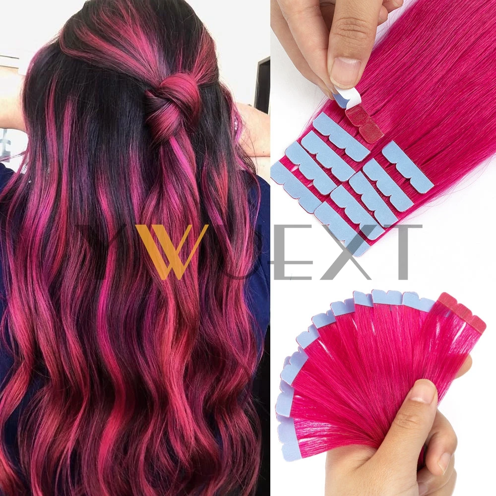YWUEXT Mini Tape in Human Hair in Fancy Colors 12-20 inches Natural Striaght Seamless Tape Hair Extensions for Outlet Hairstyle