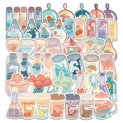 Autocollants de boisson aromatisée d'été, 50 pièces, en PVC, mignon Kawaii, dessin animé, autocollant de boisson, pour fille, papeterie pour ordinateur portable, bouteille d'eau 