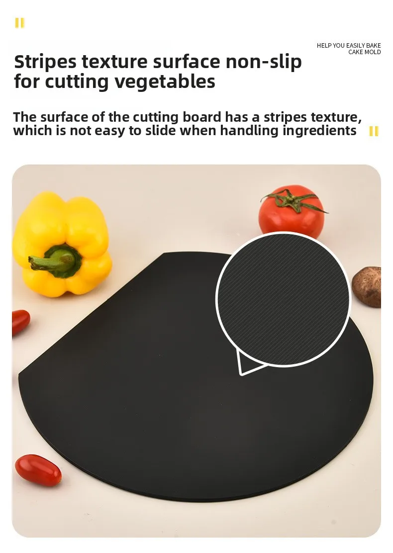Description Picture 5 of itemD-Shaped Dual-Sided Chopping Board: Non-Slip TPU, Heat & Wear Resistant for Fruits, Vegetables and Meat Prep