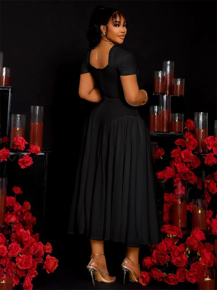 Wmstar Plus Size Dresses Women V Neck Sexy Party  Elegant  Fashion Streetwear Full Length Maxi Dress Wholesale Dropshipping 2025