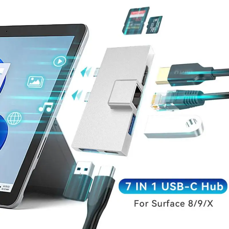 Docking Station 7 In 1 100W Supporta Fino A 5Gbps Hub Usb3.0 Per Docking Station Surface X/8/9 Docking Station 7-In-1 4K/30Hz