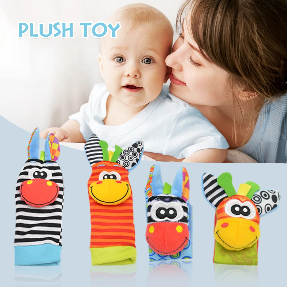 

Baby Rattle Socks Wrist Rattle Set Animal Doll Animal Development Toy