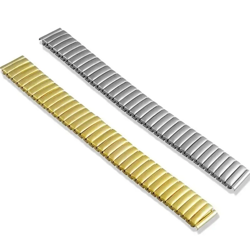 Gold Stainless Steel Stretch Expansion Watchband – Elastic Metal Strap