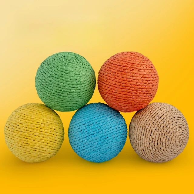 Cat Toy Ball 10cm Large Wear-resistant Paper Rope Sisal Cat Toy Ball Pets Interact and Bite Woven Ball 2